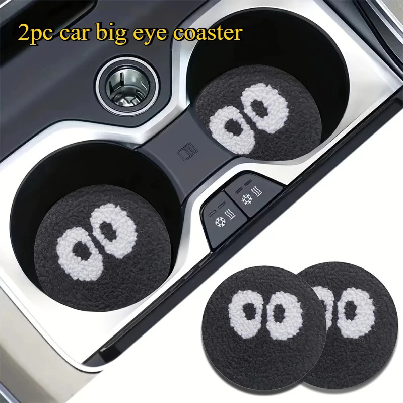2 Stück Auto-Innenuntersetzer mit großem Auge, verschleißfestes und saugfähiges Leder, rutschfest, stoßfest, wasserlaufsicher Image