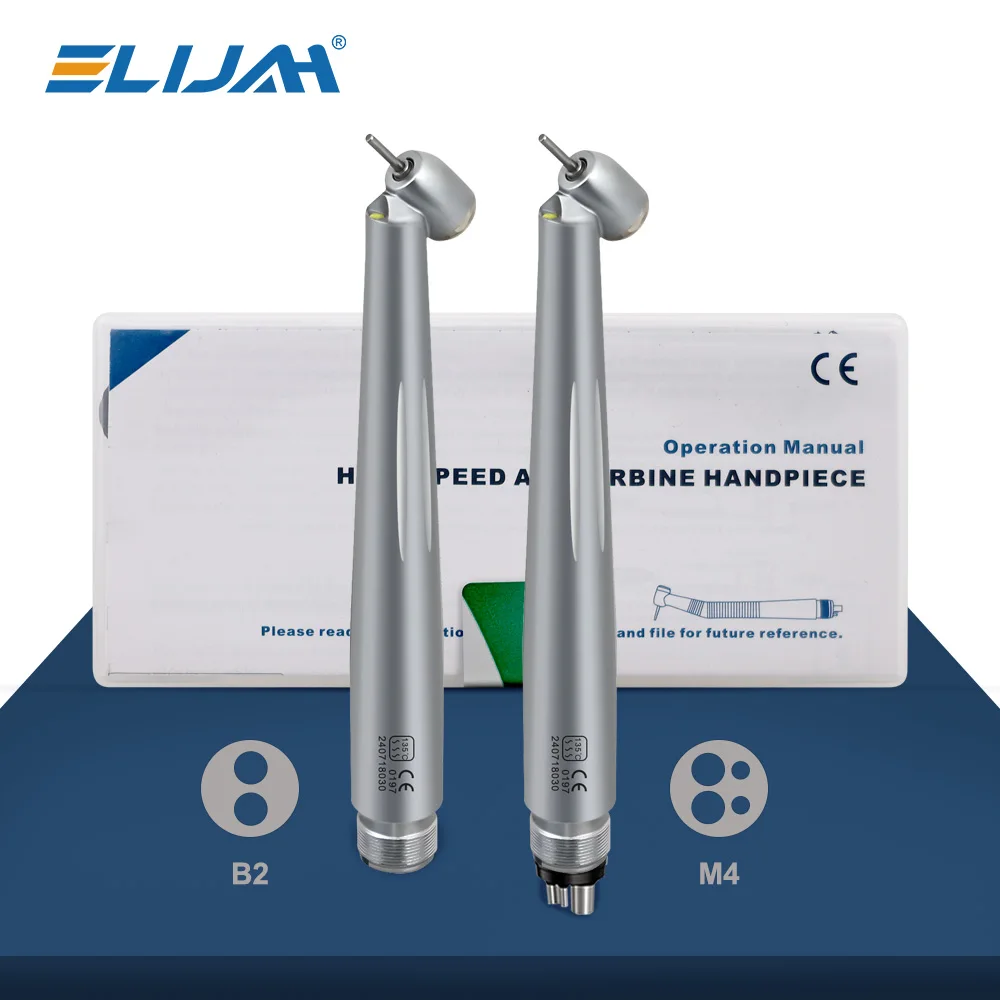 ELIJAH 45-Grad-Dental-LED-Hochgeschwindigkeits-Handstück mit integriertem E-Generator, Druckknopf, Einzelwasserspray, Luftturbinen-Zahnarztwerkzeug Image