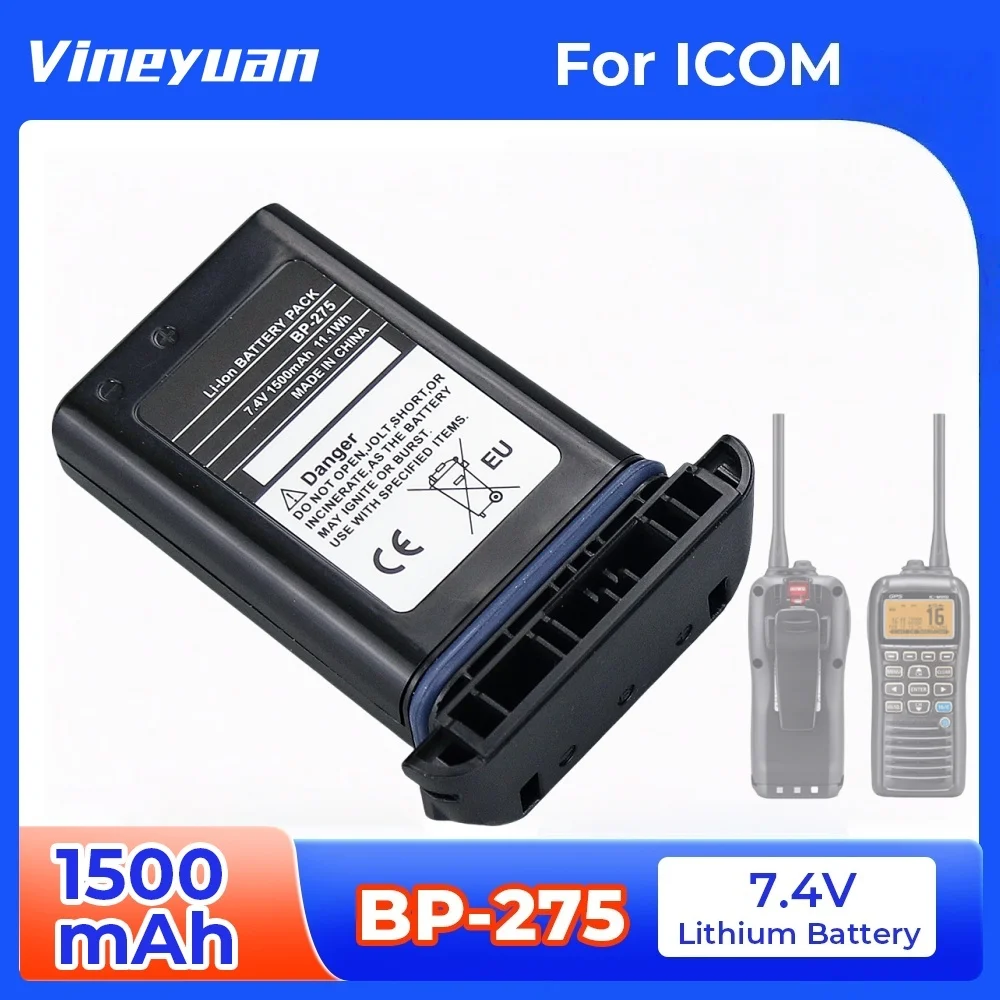 BP-275 7,4 V 1500 mAh Lithium-Ionen-Akku für Icom IC-M91D IC-M92D Handfunkgerät. Image