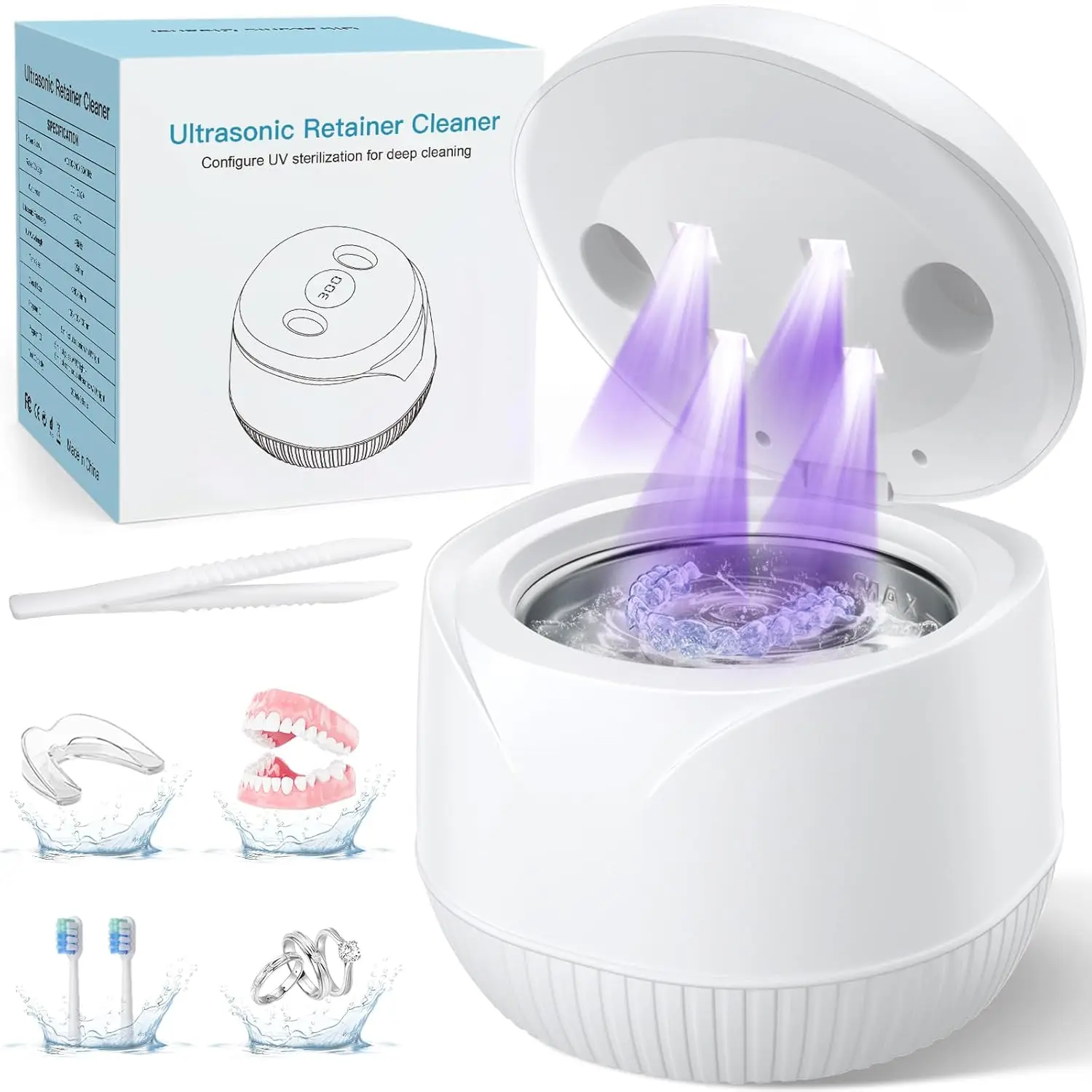 Dentaler Ultraschall-Reiniger für Zahnspangen 45kHz mit Digitaltimer 200ML für Zahnprothesen Mundschutz Zahnspangen Zahnbürste Image
