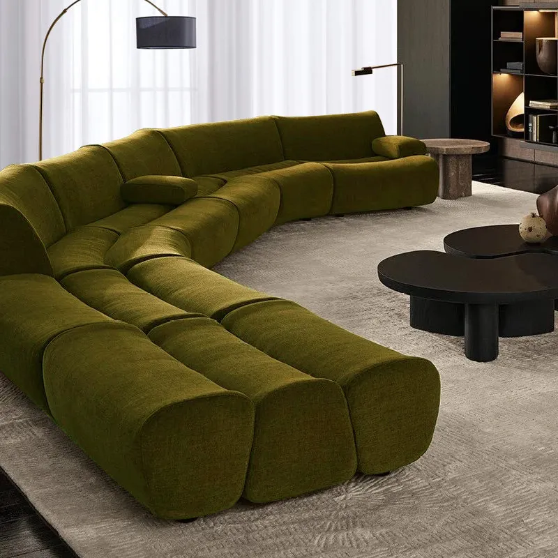 Italienisches Bambus-Sofamodul, Designer-Ecksofa, französischer Stoff, geschwungenes Sofa, Kombination für Hotel, große Wohnung, Villa Image