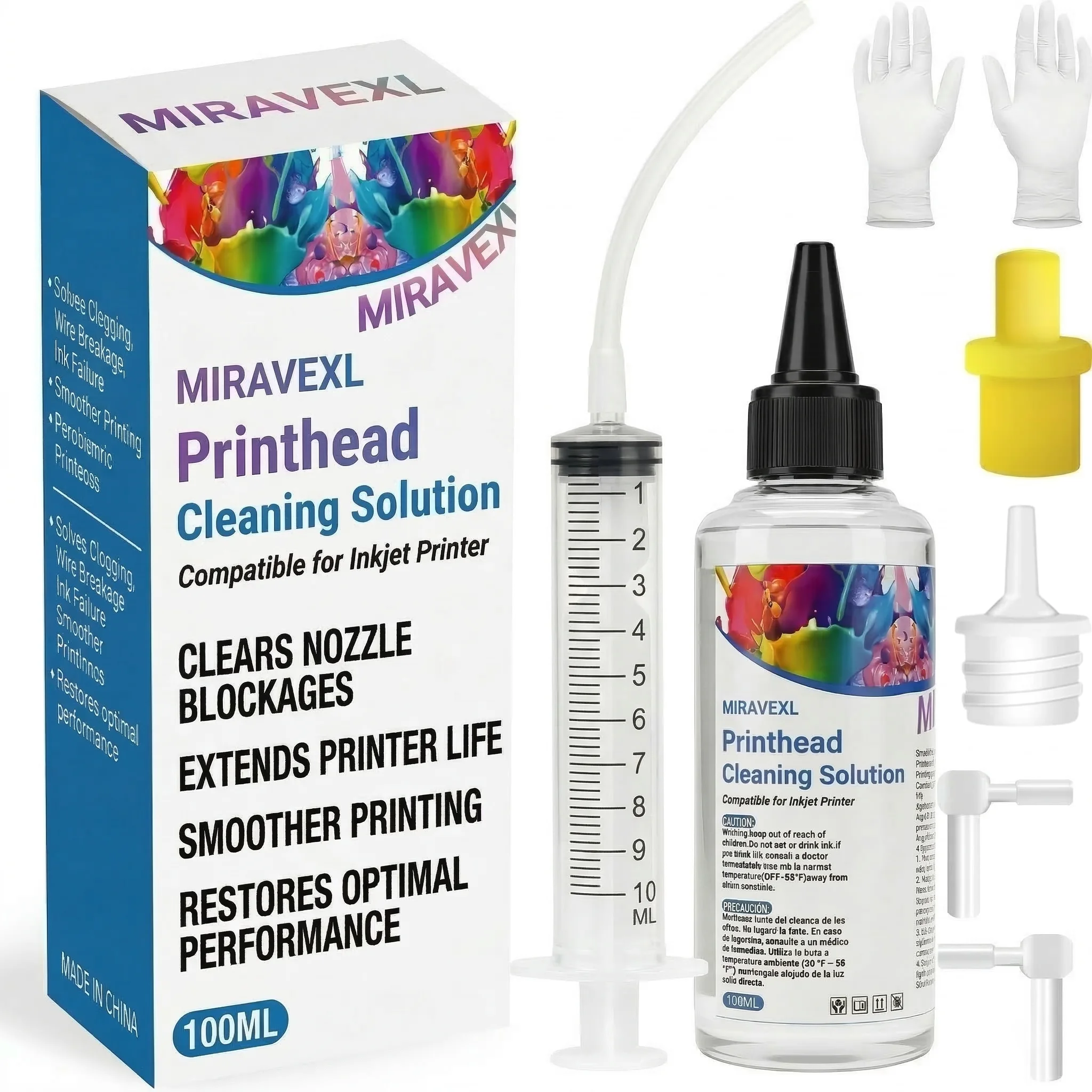 Tintenstrahldrucker-Reinigungslösung 100ml Druckkopf-Reinigungsset Entstopfungsflüssigkeit für Epson HP Canon Brother Reparaturwerkzeug Image