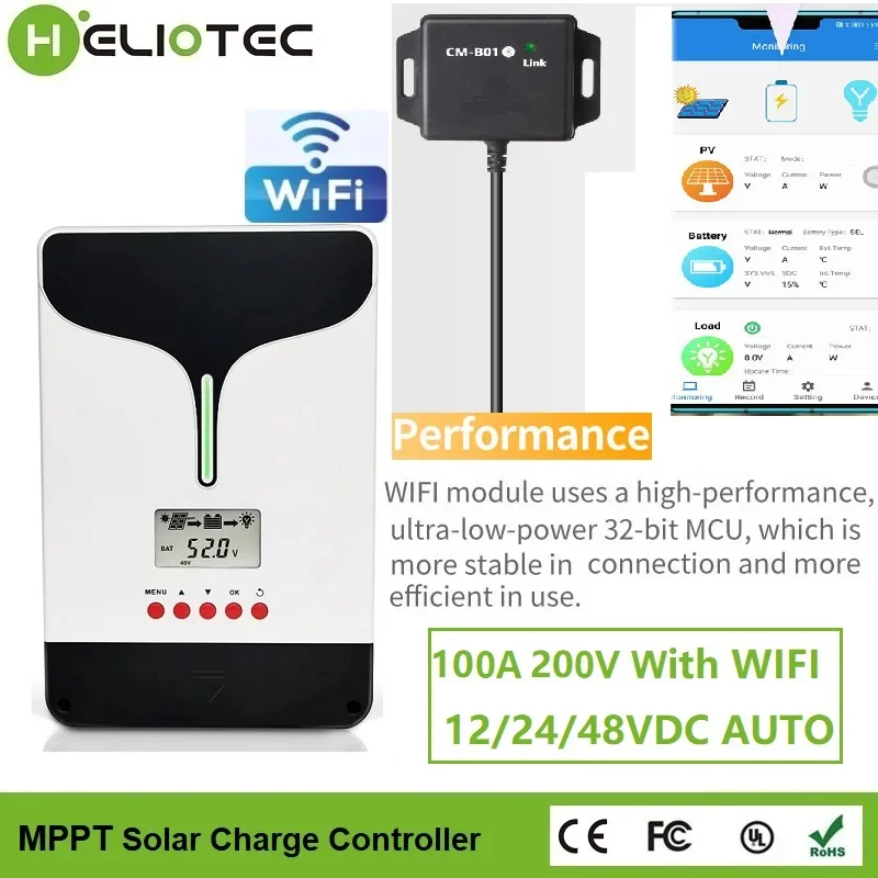 MPPT Solar-Laderegler 80A 100A mit Leerlaufspannung 150V - 1000W Max. Eingangsleistung für 12V 24V 48V Systeme Image