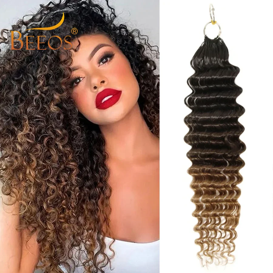 14-24 Zoll tiefe Welle 1B/4/30 Ombre-Farbe Häkelhaar mit lockigen Enden vorgetrenntes Häkel-Echthaar gefärbt für schwarze Frauen Image