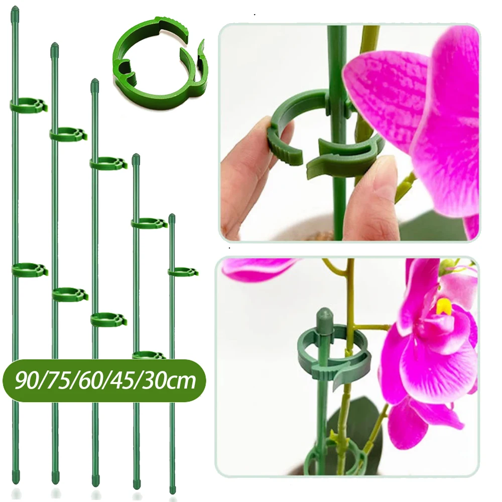 90/60/30 cm Pflanzenstützpfähle, verstellbarer Garten-Blumenständer mit einem Stiel, Pflanzenstab-Stütze im Topf für Pflanzen, Blumen, Gemüse Image