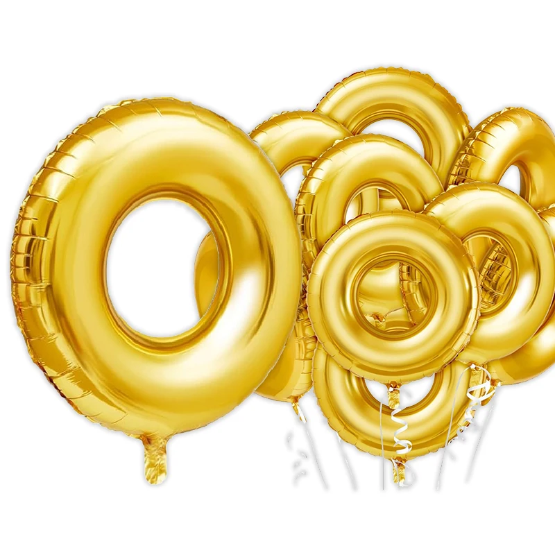 2/5 Stück Goldene Kreisförmige Folienballons Helium-Ballons Sonic Goldener Ring Geburtstagsparty-Dekoration Luftballons Globos Image
