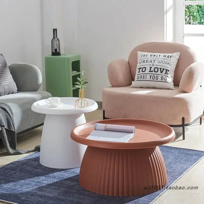Runder Wohnzimmer-Beistelltisch aus Kunststoff, moderner Couchtisch, kreativer Akzent-Schreibtisch, minimalistischer Beistelltisch, Wohnmöbel Image