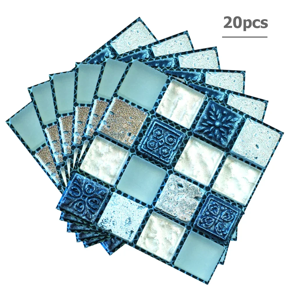 20 teile/satz DIY Küche Badezimmer Aufkleber Wasserdicht Selbstklebende 3D ​ Fliesen selbstklebende Pads Wandaufkleber Mosaik Fliesen Aufkleber Dekor