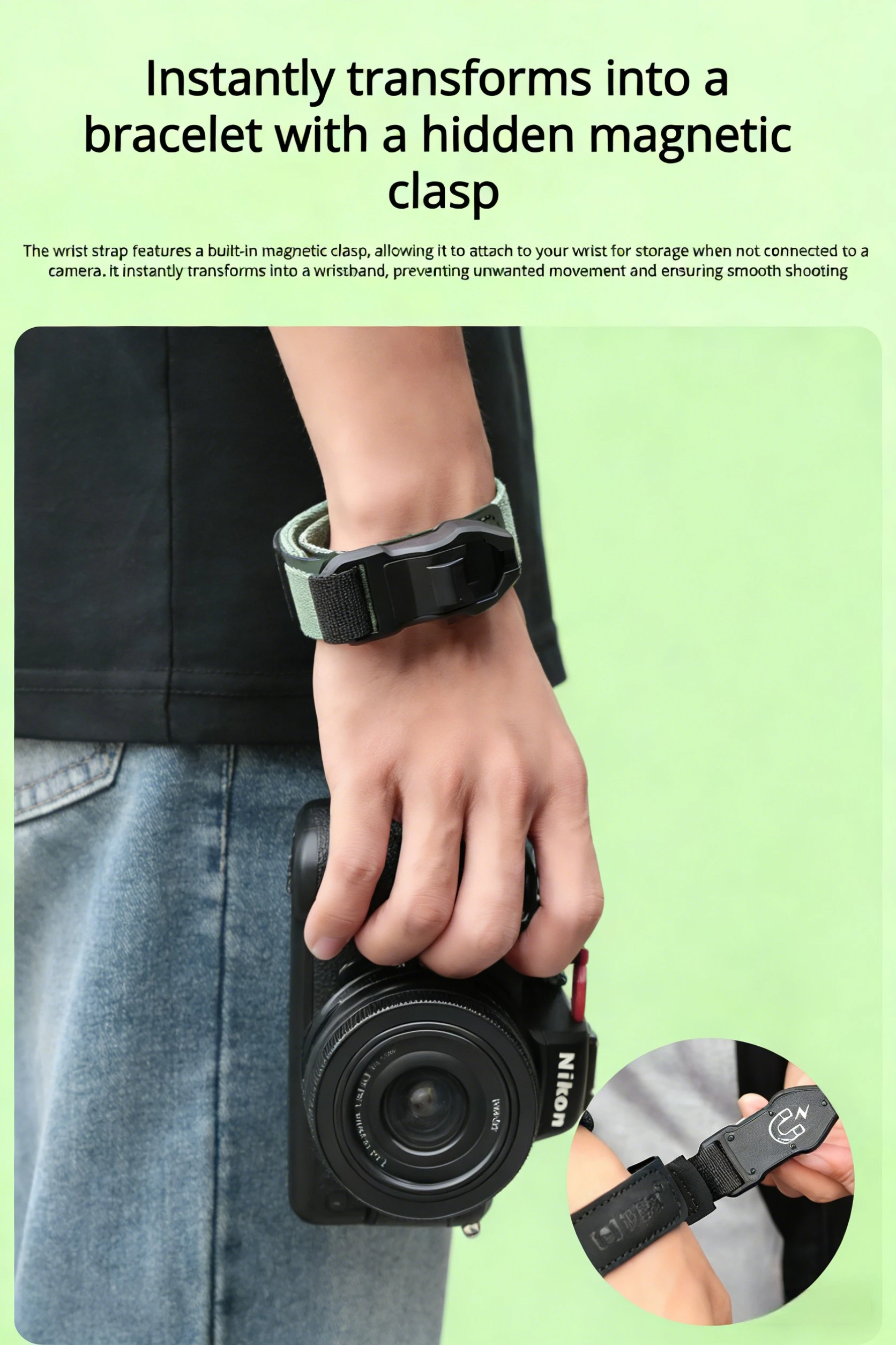 Kamera-Handschlaufe, geeignet für digitale Spiegelreflexkameras, kompatibel mit hochwertigen Armbändern wie Fuji, Nikon, Canon usw. Image