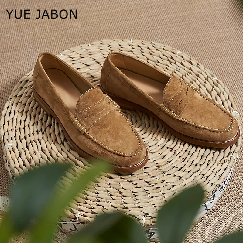 Braun Hohe Qualität Echtes Leder Flache Schuhe Männer Runde Kappe Slip-on Loafers Täglichen Komfort Outdoor Spaziergang Schuhe Mann zapatos Mujer