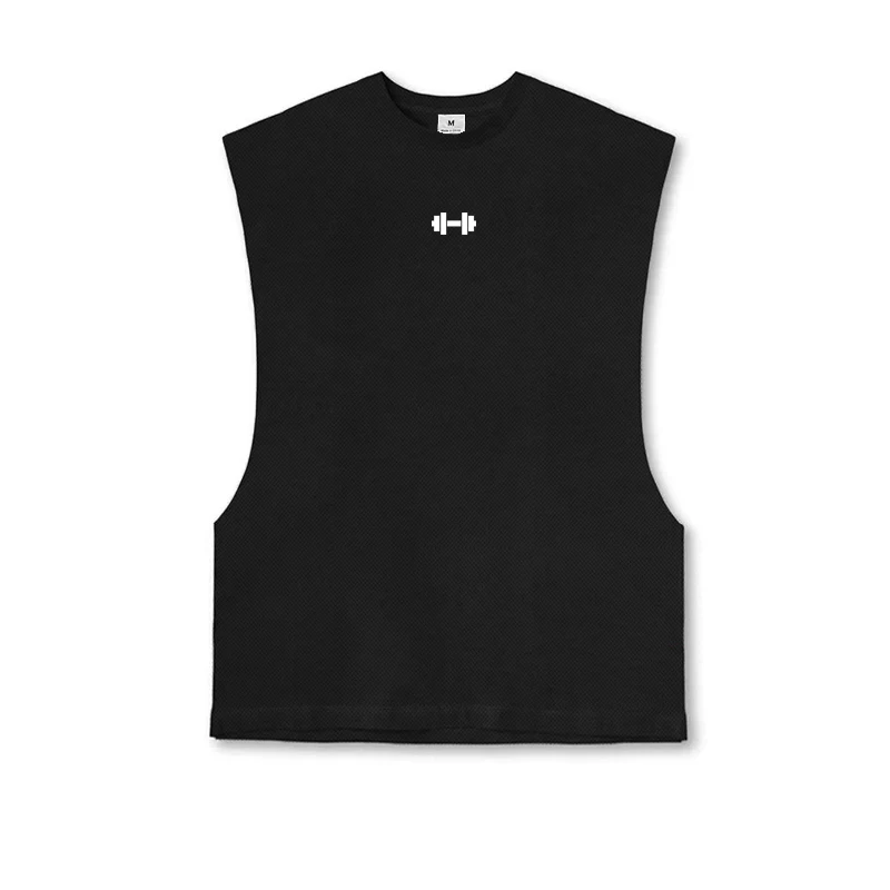 Offene Seite abgeschnitten ärmellose lose Männer Gym Tank Top Mesh atmungsaktive Bodybuilding Kleidung Fitness Komfort Unterhemden Trainingsweste Image