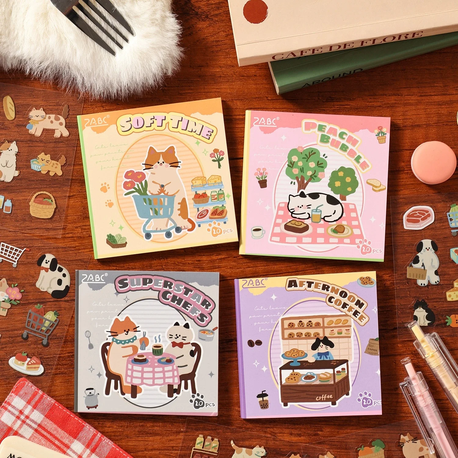20 Stück/Packung Niedliche Cartoon INS-Style Katzen-Aufkleber DIY Handkonto Scrapbook Journal Dekorative Material-Sticker Image