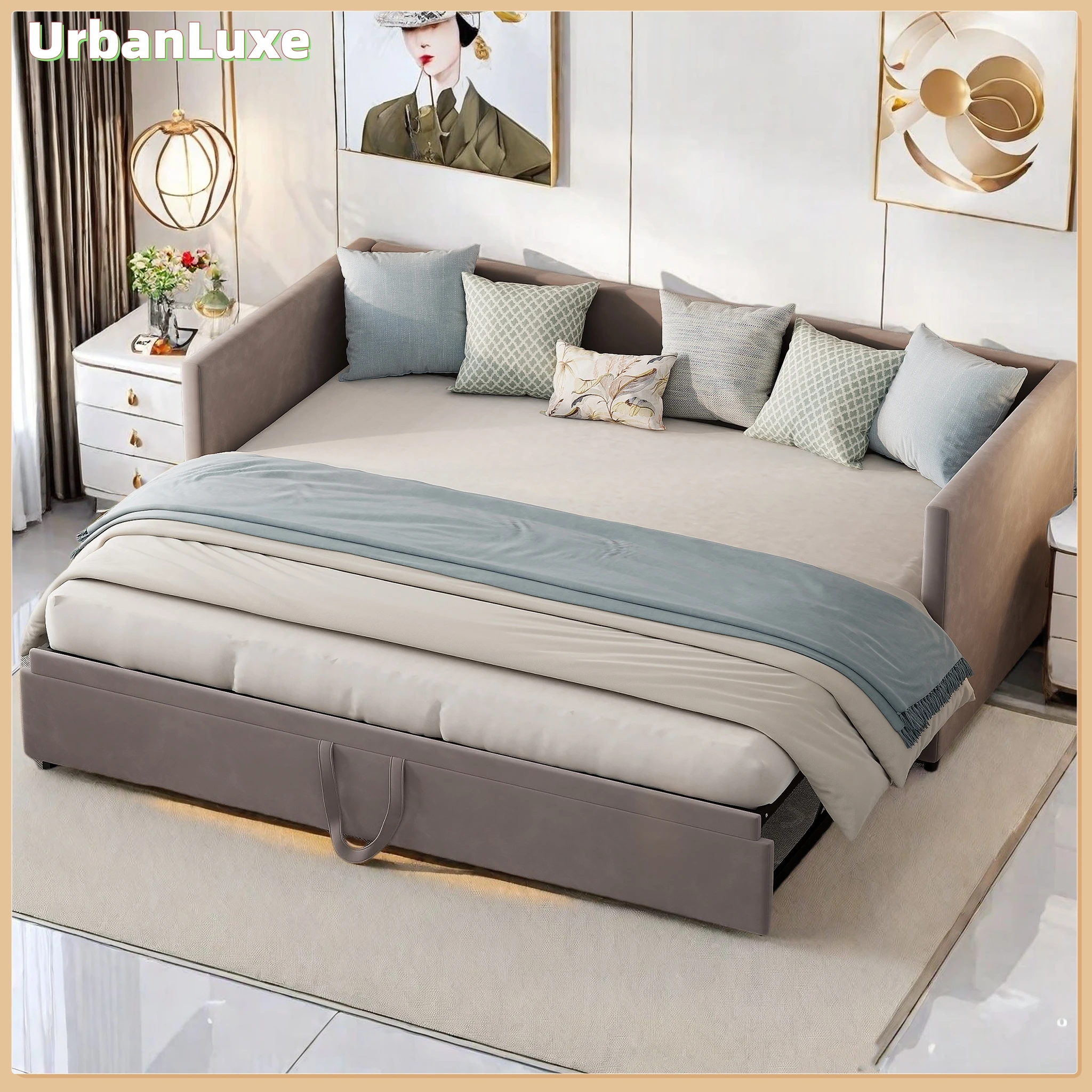 Schlafsofa, Sofa 90/180x200 cm, Sofa mit Schlaffunktion, schlafsofa 200cm breit, 2 sitzer sofa mit schlaffunktion, Samt, grau