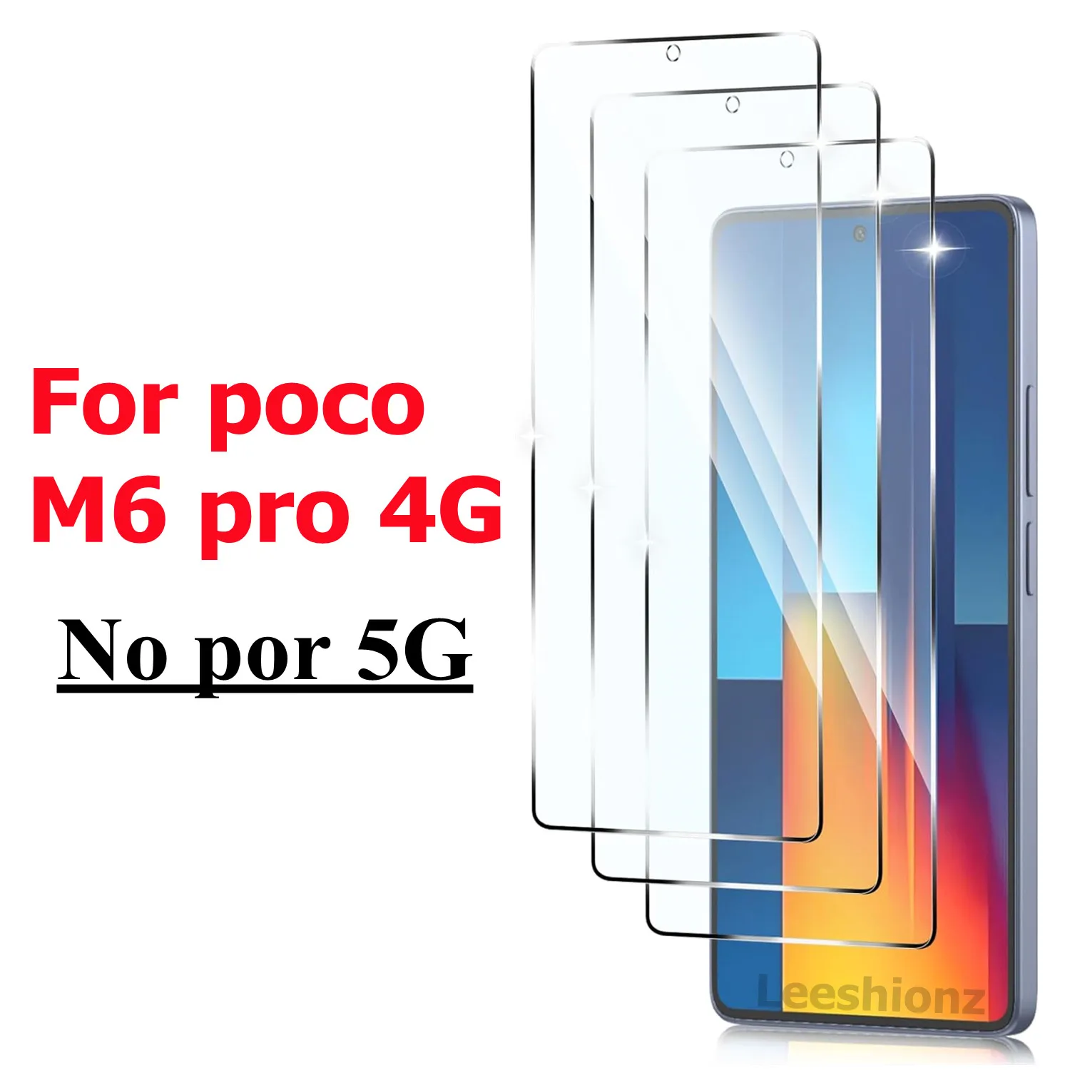 Displayschutzfolie für Poco M6 Pro 4G, gehärteter Kristall, Härtegrad 9H, gehärtetes Glas, 6,67 Zoll HD-Displayschutzfolie Image