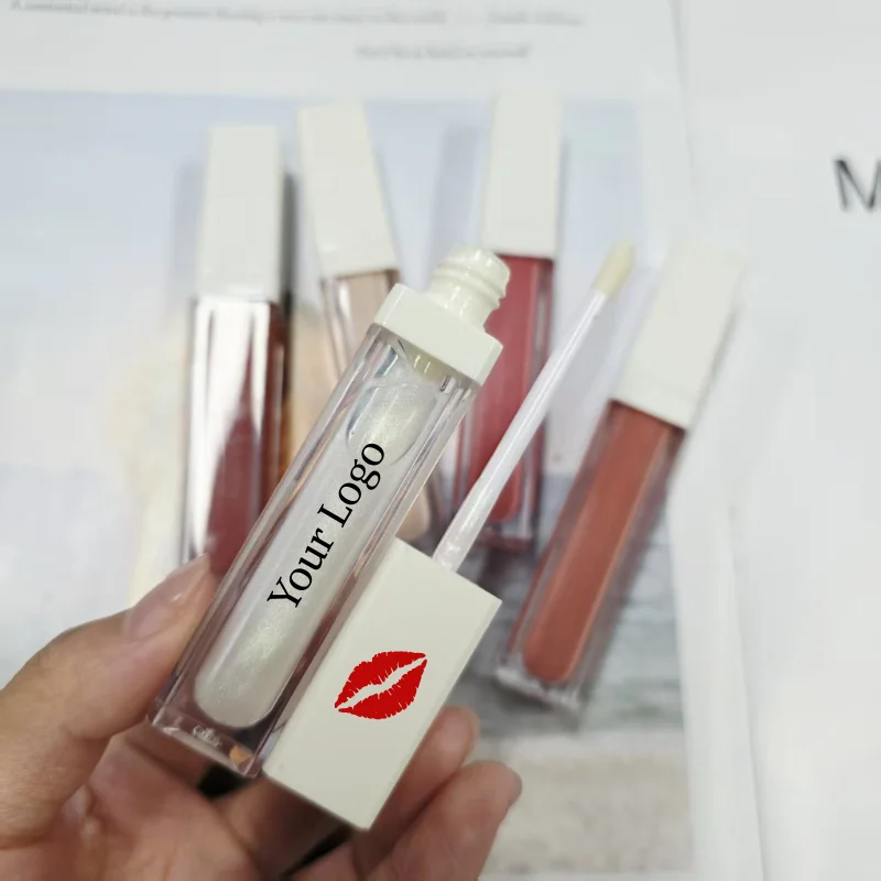 Gloss à lèvres blanc personnalisez votre marque rouge à lèvres liquide hautement pigmenté ensemble de gloss à lèvres hydratant gloss à lèvres en marque privée fournisseur de gloss à lèvres