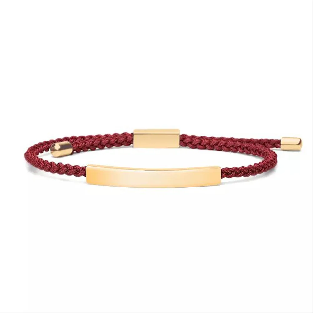 Bracelets d'amitié tissés corde réglable en acier inoxydable plaqué or 18 carats bracelet de barre tressé Bracelet coloré pour hommes femmes
