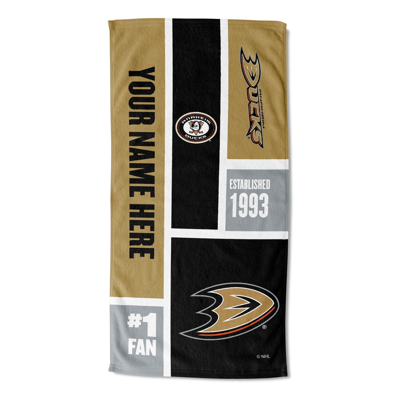 Anaheim Ducks Personalized Colorblock Beach Towel