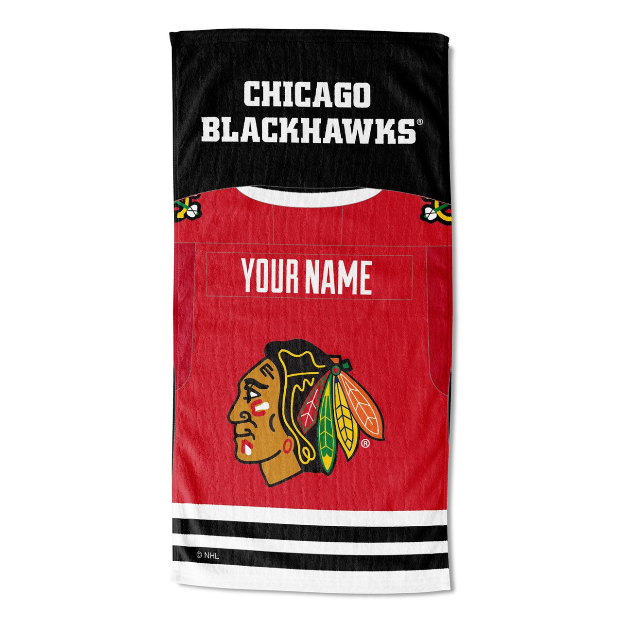 Chicago Blackhawks Personalized Jersey Beach Towel