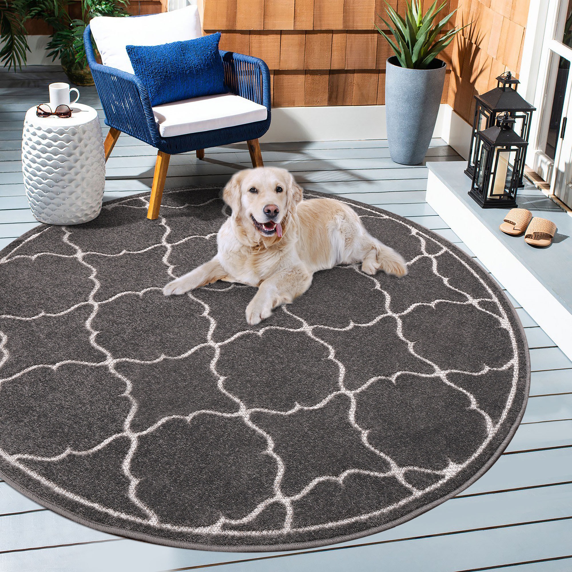 Teppich SANAT "Berlin", grau, H:6mm Ø:120cm, Kunstfaser, Teppiche, Teppich, In -und Outdoor geeignet, robust und pflegeleicht Image