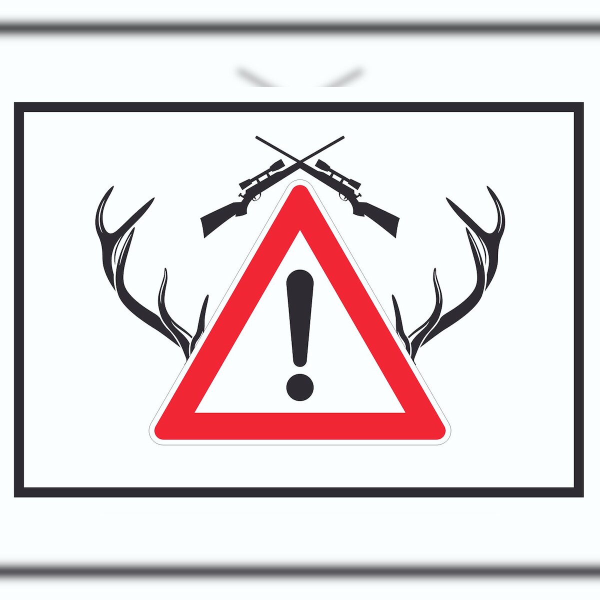 HB-Druck Achtung Jagd Gewehr Schild mit Symbol A6 Rückseite selbstklebend Image