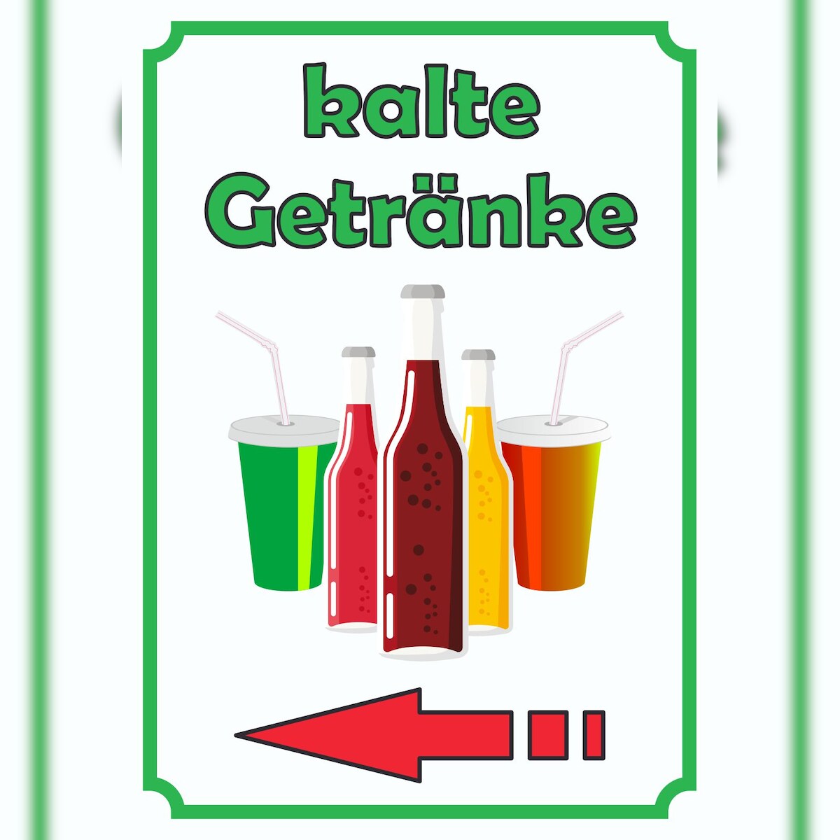 HB-Druck kalte Getränke Schild Hochkant mit Pfeil links A6 (105x148mm) Image