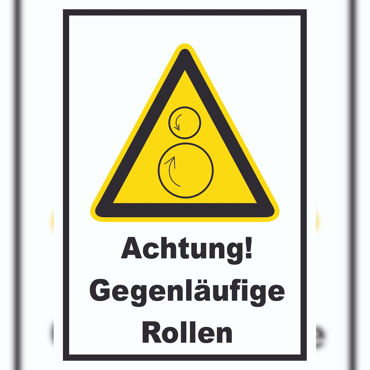 HB-Druck Achtung Gegenläufige Rollen A2 Rückseite selbstklebend Schild Image