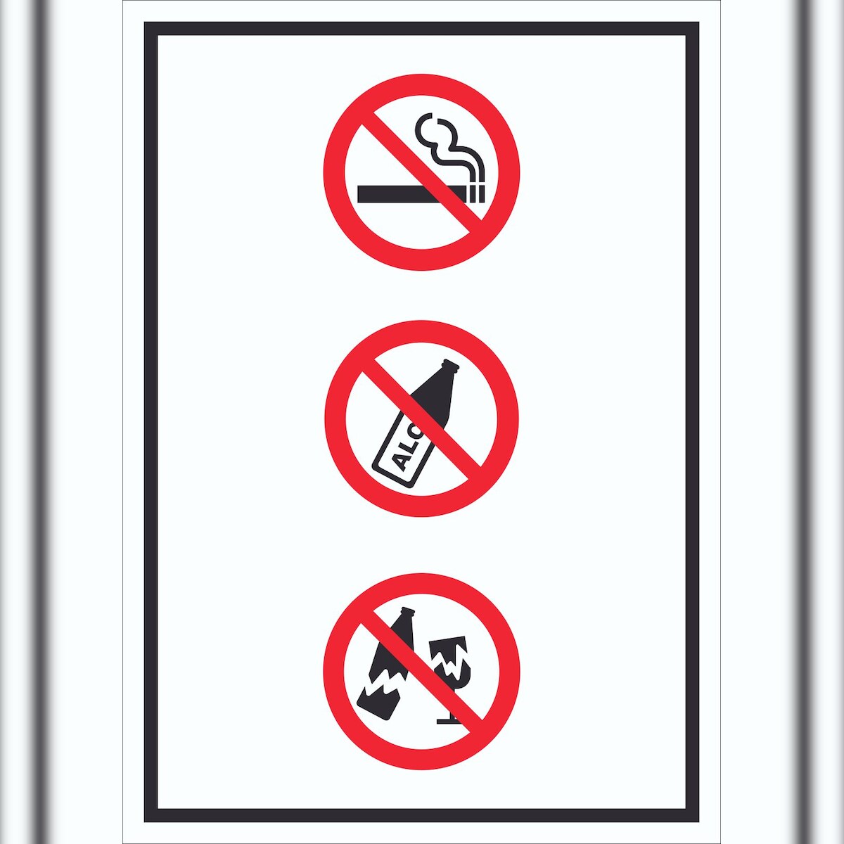HB-Druck Schild Alkohol Rauchen Glas verboten Symbol hochkant A1 (594x841mm) Image