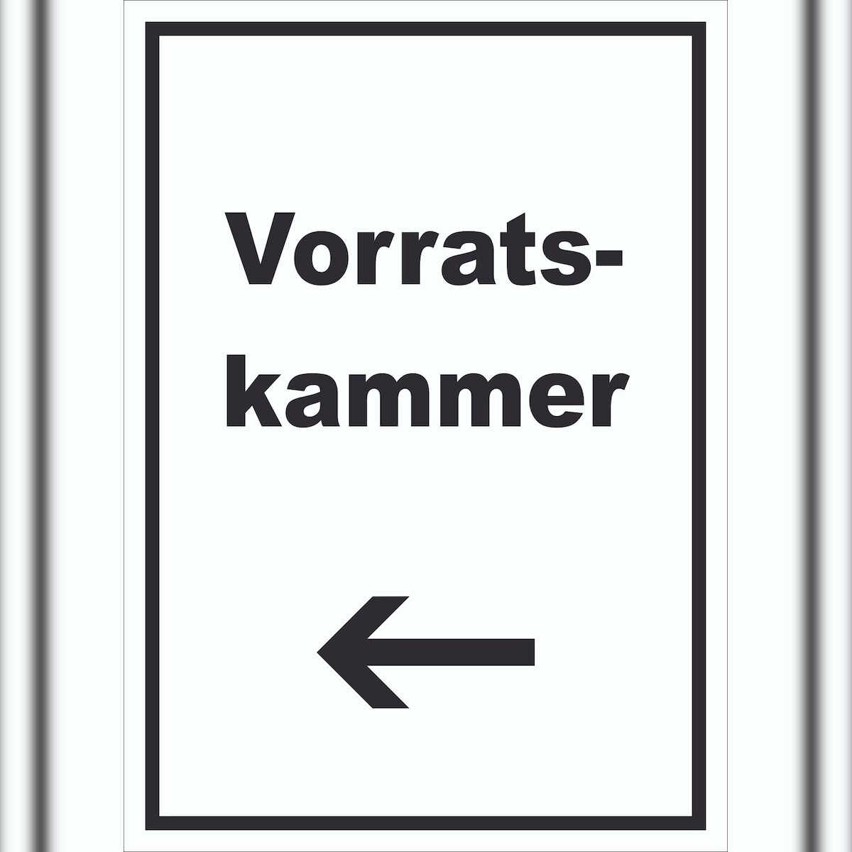 HB-Druck Vorratskammer Schild mit Text und Richtungspfeil links Pantry Reserve hochkant A5 (148x210mm) Image