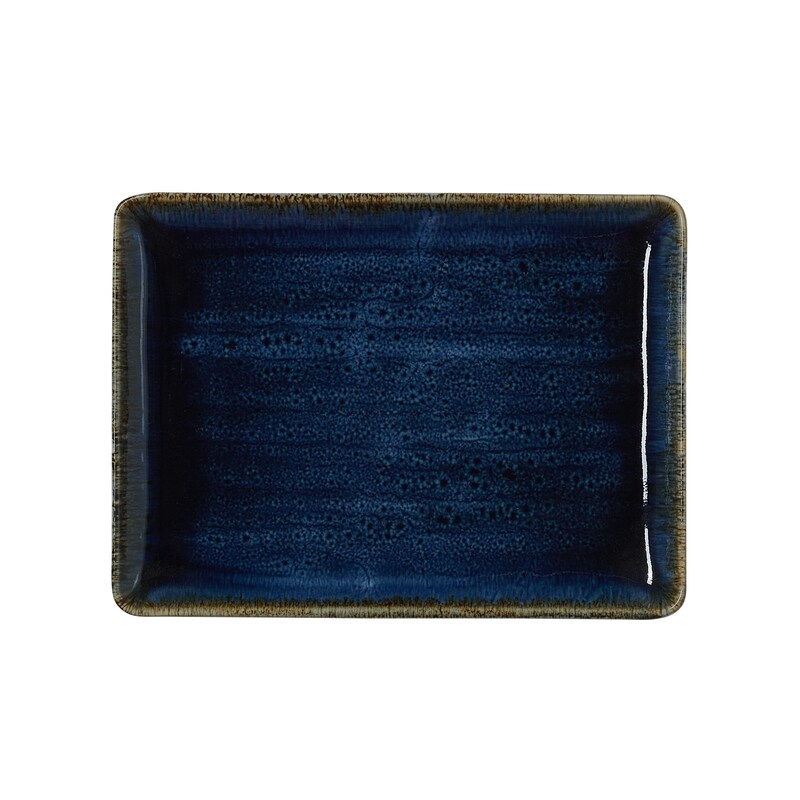 12x Flache Teller eckig 23 x 17 cm VIDA Dark Ocean / dunkelblau Porzellan Image