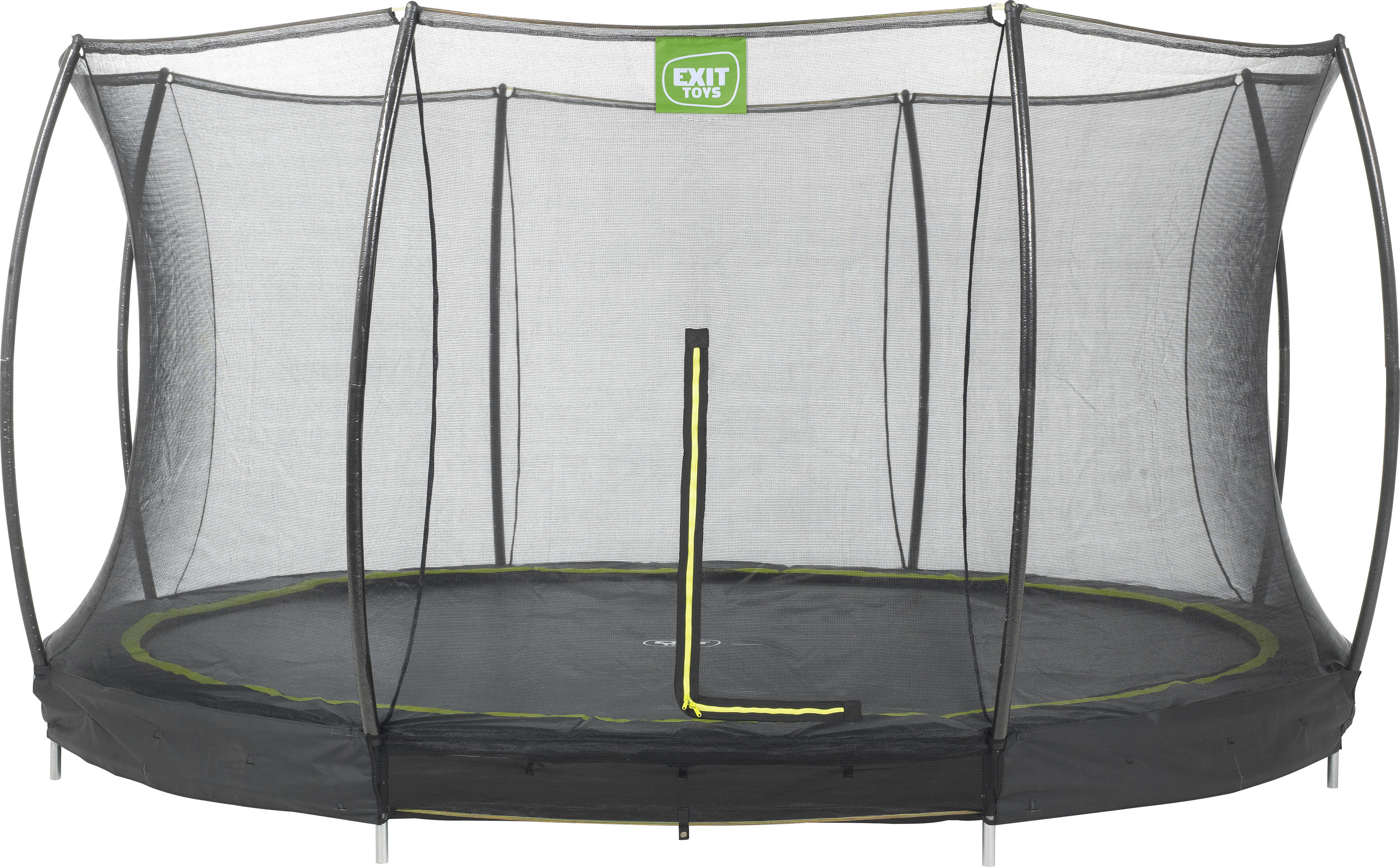 Gartentrampolin EXIT "Silhouette Ground", schwarz (schwarz, schwarz, grün), Trampoline, Kinder, Ø 366cm, mit Sicherheitsnetz Image