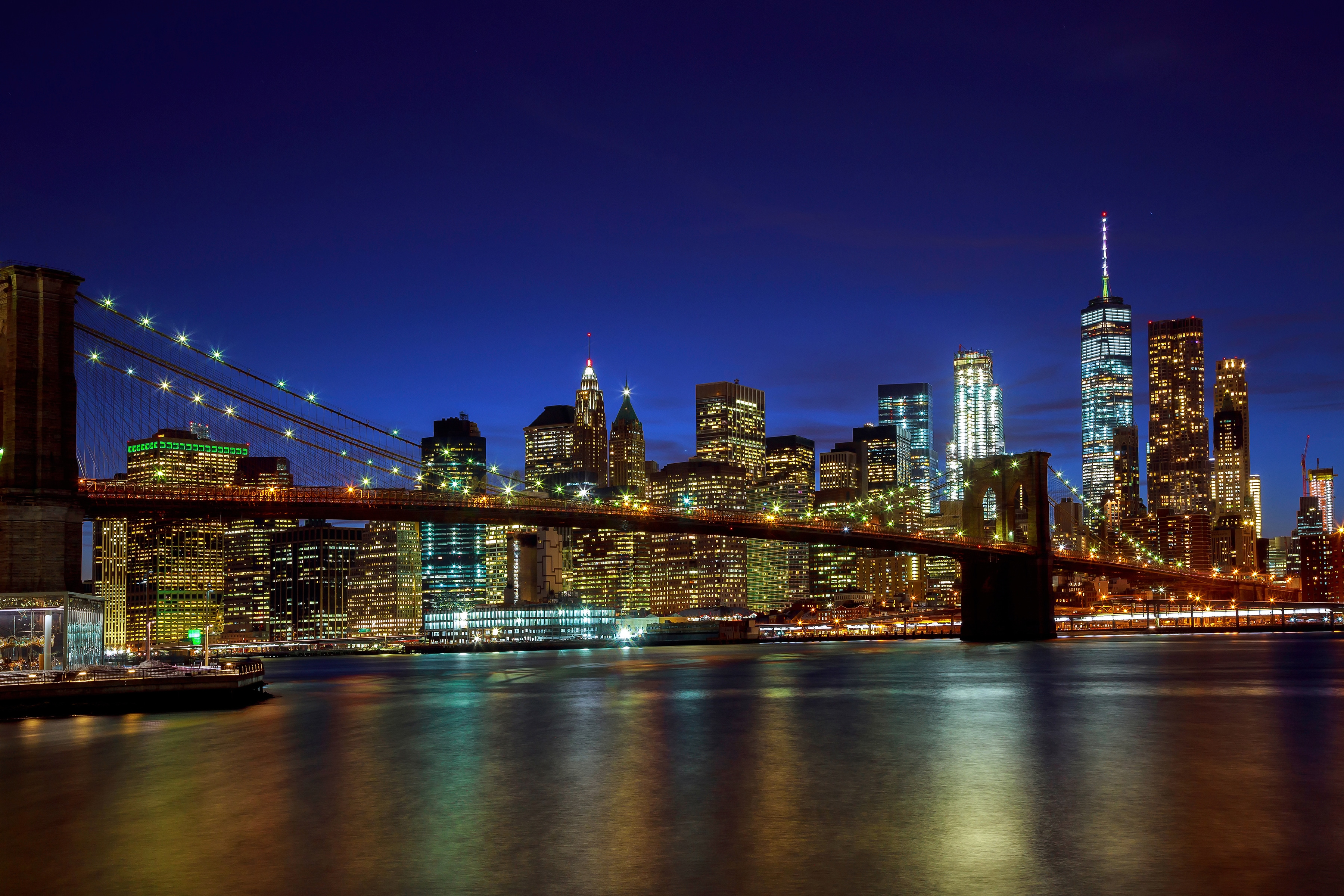 Fototapete PAPERMOON "BROOKLYN BRIDGE-NEW YORK CITY SKYLINE", bunt, B:2,5m L:1,86m, Vlies, Tapeten Image