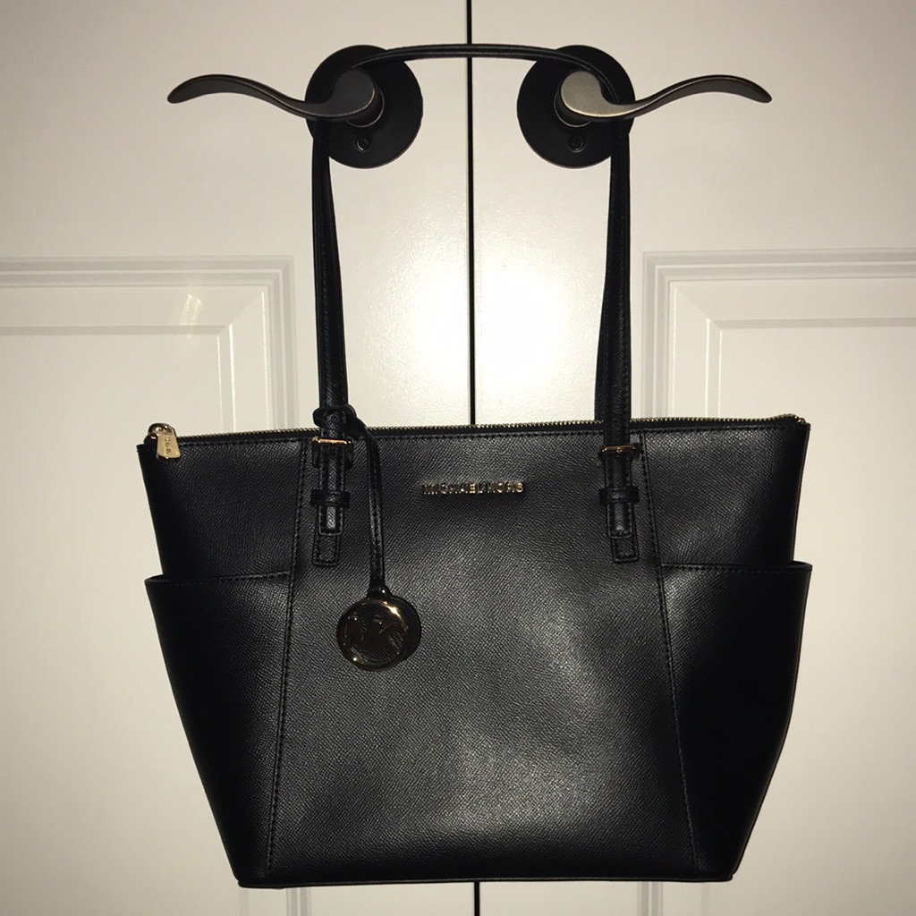 Michael Kors Bags | Black Leather Michael Kors Handbag. | Color: Black/Gold | Size: Os