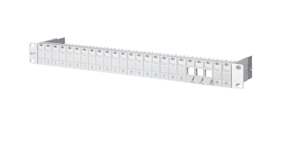 METZ CONNECT Keystone 19 Zoll Modulträger 1HE 24 Port lichtgrau unbestückt Image