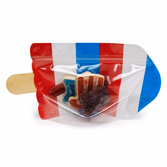 Rocket Popsicle Shaped Pouch w/ Zipper 11 1/2" x 3 1/2" x 5 3/4" 25 pack SP10RP