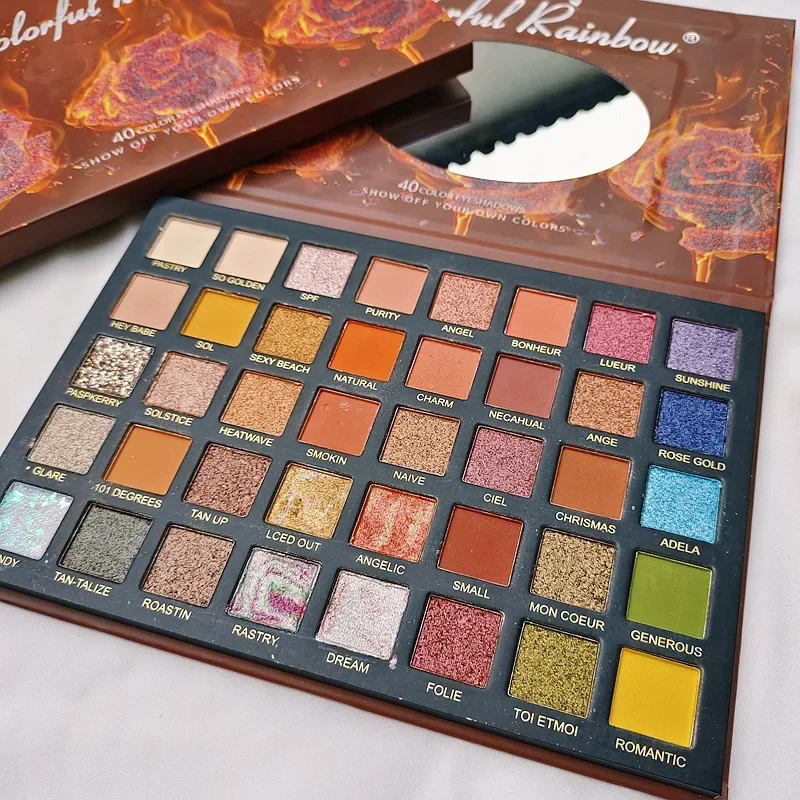 40 Glitzer Lidschatten-Palette erstellen glänzende modische Augen Make-up-Palette dauerhafte grüne lila Lidschatten-Palette Kosmetik Image