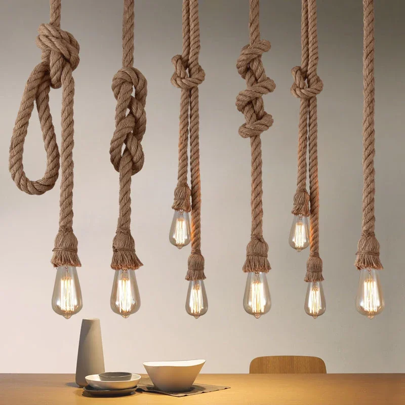 Retro Hanf Seil Pendel leuchten E27 Lampen fassung Innen beleuchtung für Wohnzimmer/Loft/Restaurant Pendel leuchte im amerikanischen Stil