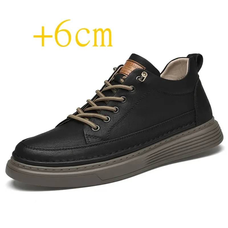 Echtes Leder Erhöhung Schuhe Aufzug Schuhe Höhe Erhöhen Schuhe Männer Höhe Erhöhen Einlegesohle 6CM Männer Turnschuhe Sport Schuhe