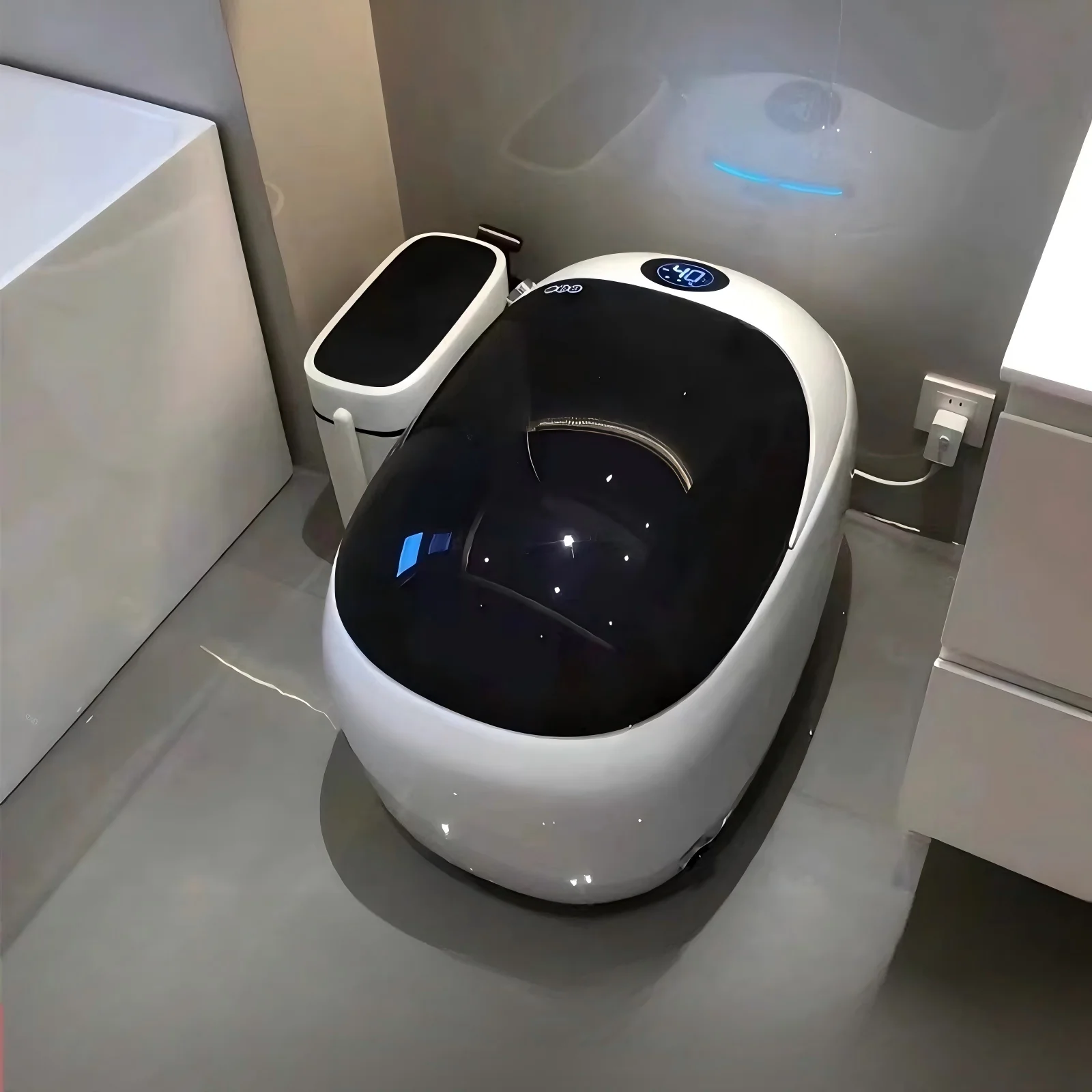 Intelligente Toilette, sauberes WC, berührungsloses Sanitär-Smart-Toiletten-Set, automatische Spülung, schwarze Smart-Toilette, geeignet für Hotels