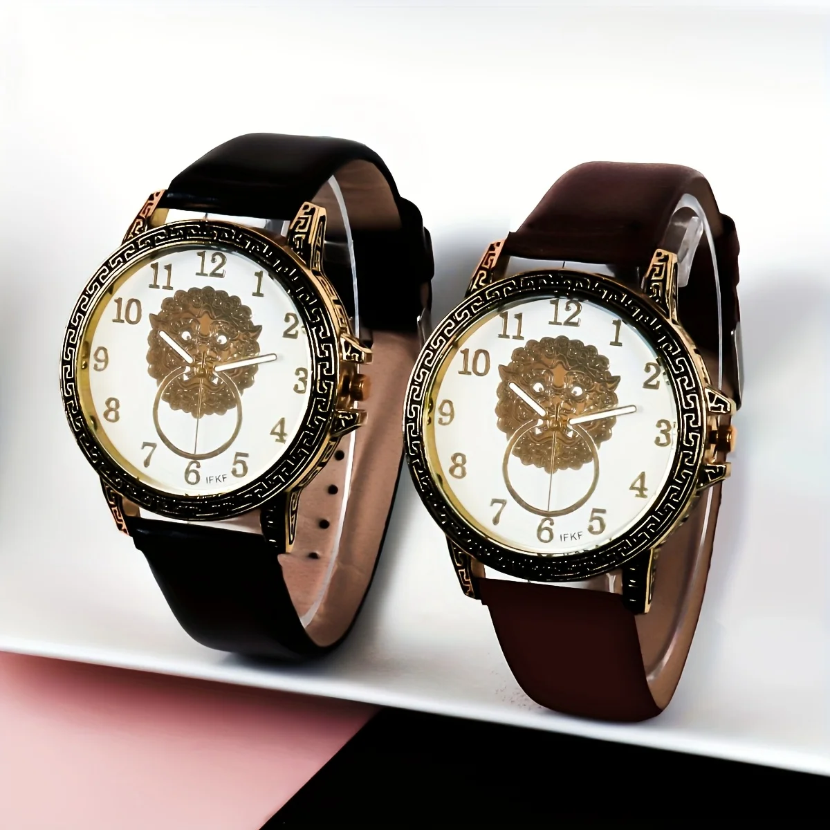 Neue Herrenuhr, stilvoll und modisch mit geprägtem Zifferblatt, lässige Quarzuhr im Retro-Stil für Herren, ideales Geschenk Image