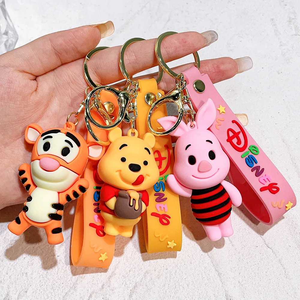 Niedlicher Tier-Schlüsselanhänger Winnie Puuh: Eeyore, Tigger, Piglet Schlüsselring für Auto, Tasche, Rucksack, Kranautomaten-Preis, Geschenkset Image