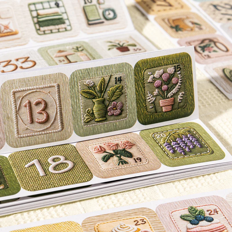 1er-Pack/2er-Pack Gestanzte Aufkleber-Bücher 50-Tage-Wunschliste im Stickerei-Stil DIY Deko-Collage-Material Image