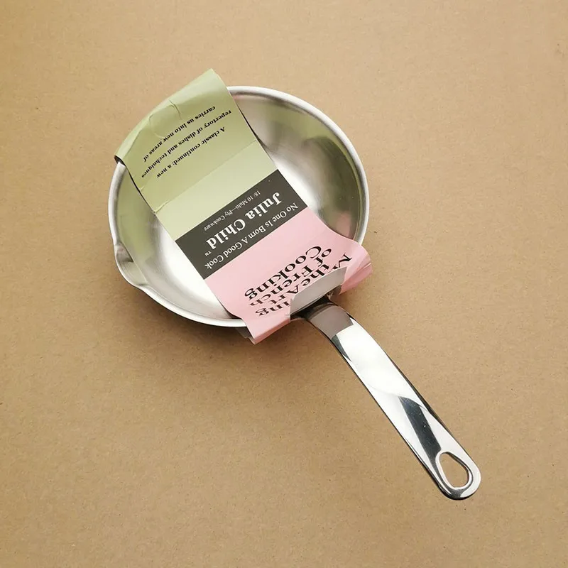 Ein Stück Edelstahl Öl spritz pfanne kleine Sauce heiße Öl pfanne Bratpfanne 304 kleine Pfanne 12cm Kochtopf