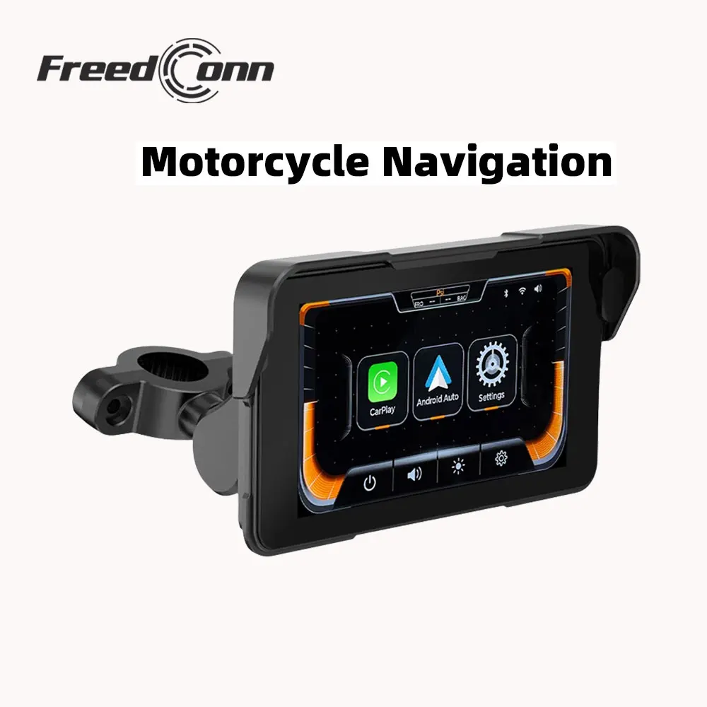 Freedconn Digitales Motorrad-Armaturenbrett, GPS-Navigation, kabelloses CarPlay, 5,0 Zoll, Moto Android, automatischer abnehmbarer Bildschirm Image
