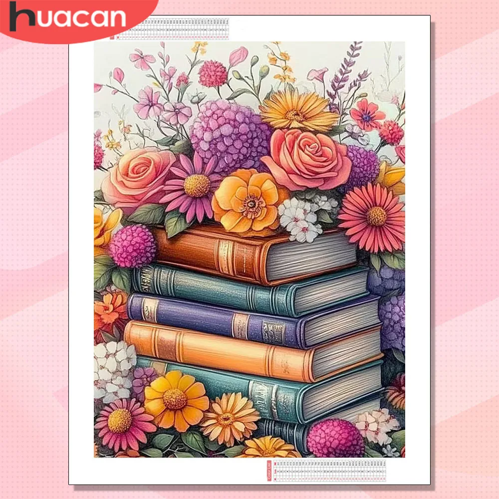 HUACAN Diamant-Mosaik Neuheiten 2026 Buch Landschaftsmalerei 5D Kunst-Sets Quadratische Runde Bohrer-Sets Rosenblüten Heim-Kunstwerk Image
