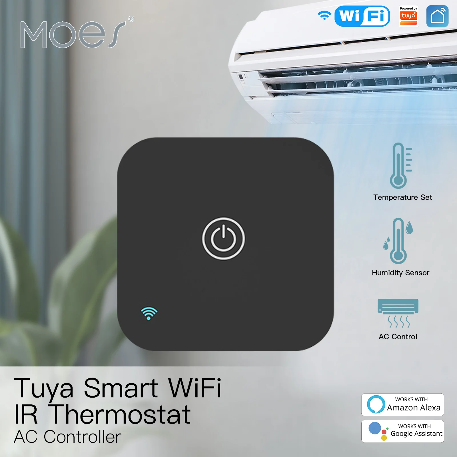 MOES Tuya WiFi IR Thermostat AC Controller Fernbedienung Temperatur und Feuchtigkeit Sensor Smart Life Sprachsteuerung Alexa Google Image