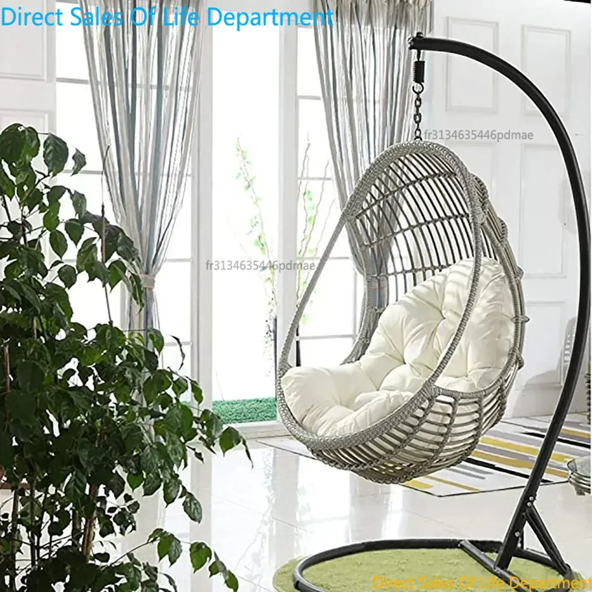 Hängesessel mit dickem Kissen, runder Nestschaukelsitz für Innen- und Außenbereich, Terrasse, Balkon, Gartenmöbel