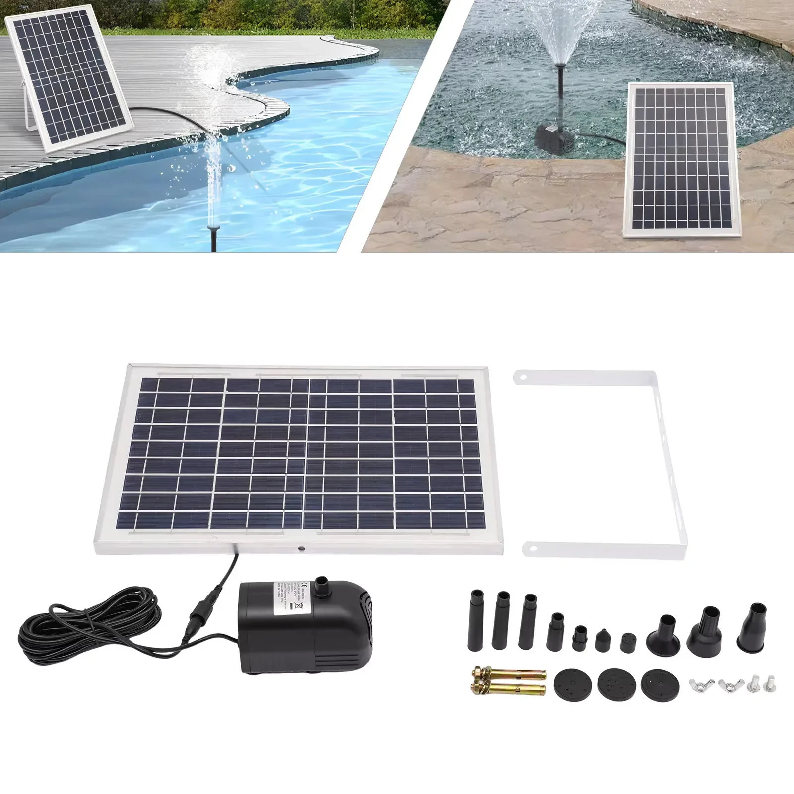 Teichpumpe Solar 10 W 1000 L/H Solarbrunnen für den Außenbereich mit Solarpanel-Solarpumpe für Fischteiche, Teiche und andere Gewässer