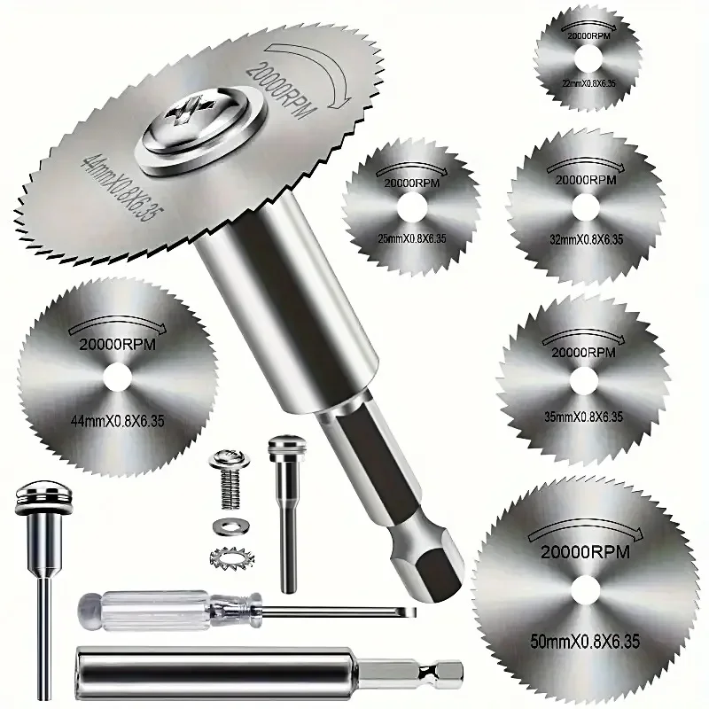 Sägeblätter aus Schnellarbeitsstahl, 10 Stück, 1/4 Zoll Sechskantschaft, universell passend für Schleifmaschinen, Metall-/Holz-/Kunststoff-Schneidscheiben, langlebige Rotationsscheiben Image
