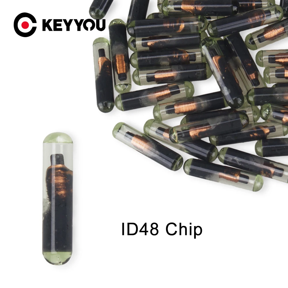 Keyyou 10 stücke aftermarket id48 transponder chip id 48 autos chl üssel glas chip leer oem auto transponder chips id 48 entsperren chip Image