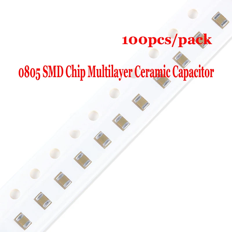 100 stücke 0805 SMD Chip Multilayer Keramik Kondensator 1pF 10pF 22pF 47pF 100pF 220pF 1nF 10nF 100nF 0,1 uF 1uF 2,2 uF 4,7 uF 10uF 22uF Image